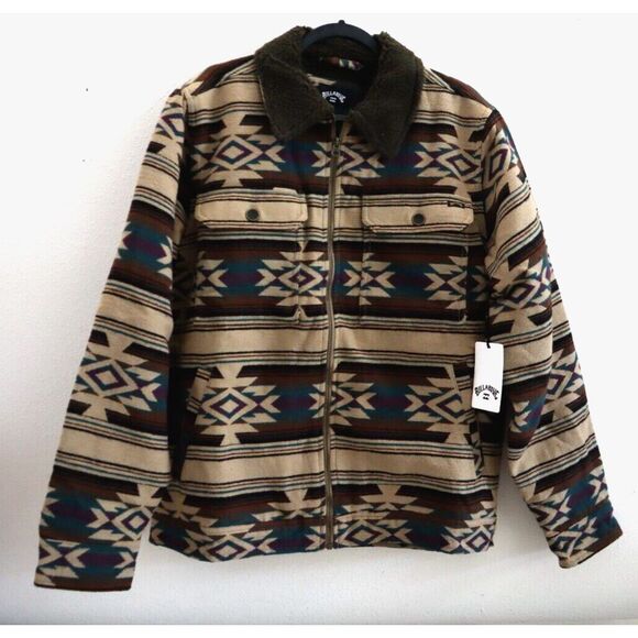Billabong ABYJK00184 Men's Sz L Gravel Brown Multi Barlow Sherpa Jacket - Picture 1 of 14